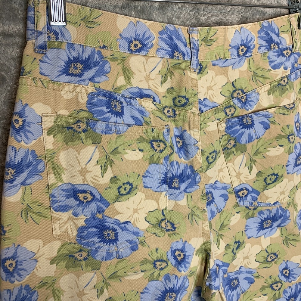 Vtg Faded Glory Women Classic Hawaiian Tropical 5 Pocket Cropped Denim Capri 8